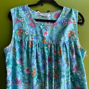 Vintage retro  house dress blue butterfly tropical
